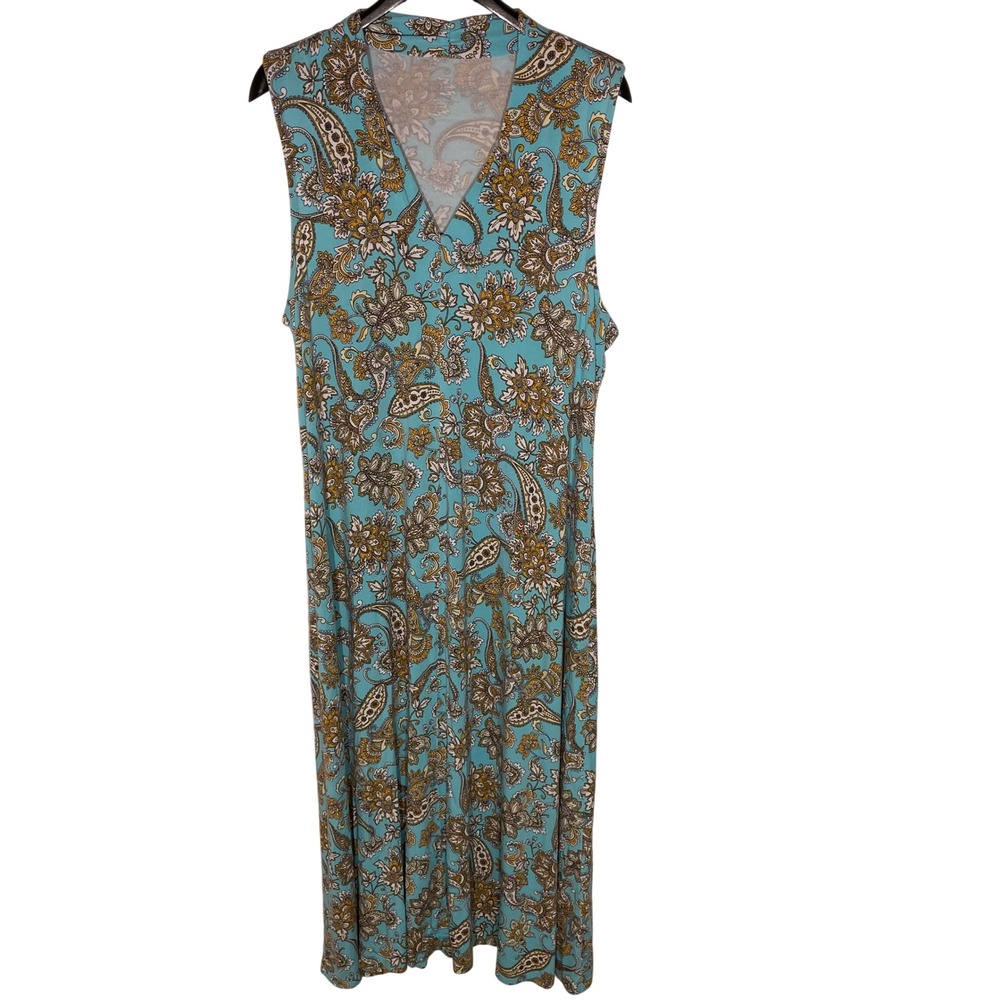 Soft Surroundings Floral Paisley Stretch Maxi Dress Sz 1X Long Unlined Boho